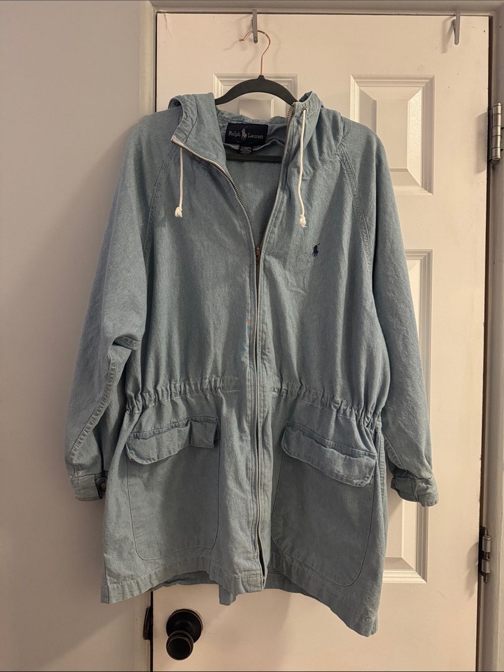 Vintage Polo by Ralph Lauren Chambray Hooded Denim Utility Jacket